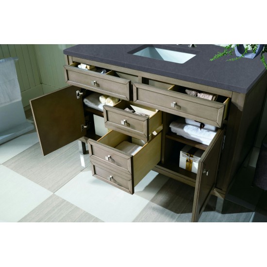 Chicago 48" Single Vanity Walnut w/3 CM Charcoal Soapstone Quartz Top