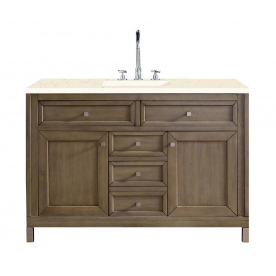 Chicago 48" Single Vanity, Whitewashed Walnut w/ 3 CM Eternal Marfil Quartz Top