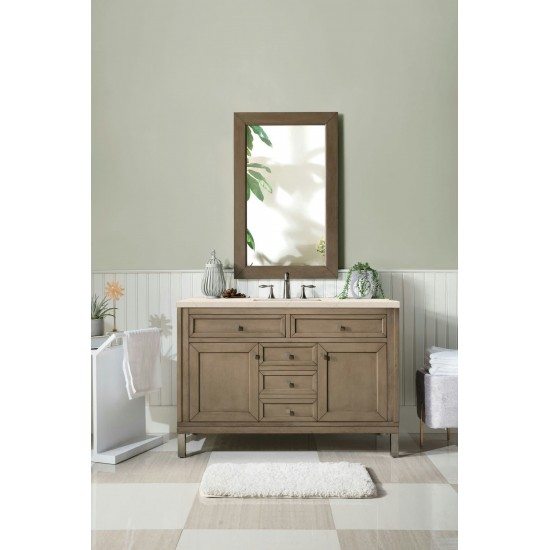 Chicago 48" Single Vanity, Whitewashed Walnut w/ 3 CM Eternal Marfil Quartz Top