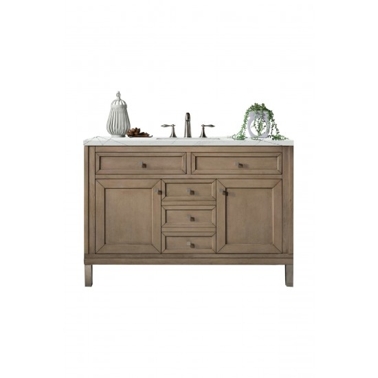 Chicago 48" Single Vanity, Whitewashed Walnut w/ 3 CM Ethereal Noctis Quartz Top