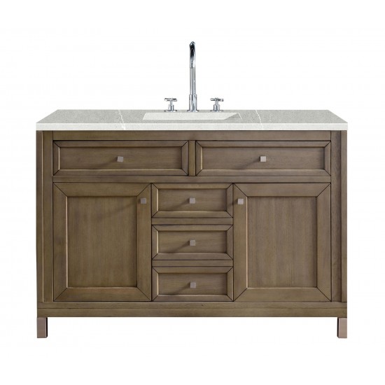 Chicago 48" Single Vanity, Whitewashed Walnut w/ 3 CM Eternal Serena Quartz Top