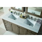 Chicago 60" Double Vanity Walnut w/3 CM Arctic Fall Solid Surface Top