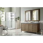 Chicago 60" Double Vanity, Whitewashed Walnut w/ 3 CM Cala Blue Quartz Top
