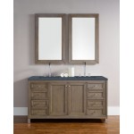 Chicago 60" Double Vanity Walnut w/3 CM Charcoal Soapstone Quartz Top