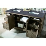 Chicago 60" Double Vanity Walnut w/3 CM Charcoal Soapstone Quartz Top