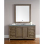 Chicago 60" Single Vanity, Whitewashed Walnut w/ 3 CM Cala Blue Quartz Top