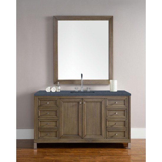 Chicago 60" Single Vanity Walnut w/3 CM Charcoal Soapstone Quartz Top