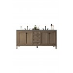 Chicago 72" Double Vanity, Whitewashed Walnut w/ 3 CM Cala Blue Quartz Top