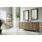 Chicago 72" Double Vanity, Whitewashed Walnut w/ 3 CM Classic White Quartz Top