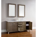 Chicago 72" Double Vanity, Whitewashed Walnut w/ 3 CM Classic White Quartz Top