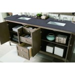 Chicago 72" Double Vanity Walnut w/3 CM Charcoal Soapstone Quartz Top