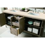 Chicago 72" Double Vanity, Whitewashed Walnut w/ 3 CM Eternal Marfil Quartz Top