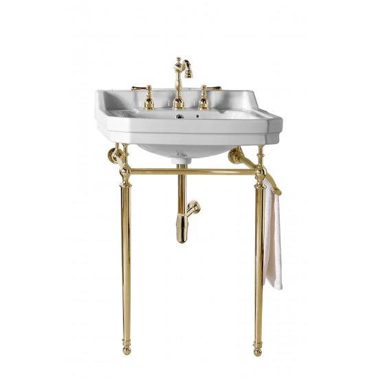 Wellington 24" Single Console Single Sink w/ Brass Finish Stand