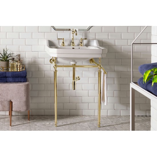 Wellington 24" Single Console Single Sink w/ Brass Finish Stand