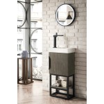 Columbia 16" Single Vanity, Ash Gray, Matte Black, w/ White Glossy Composite Top