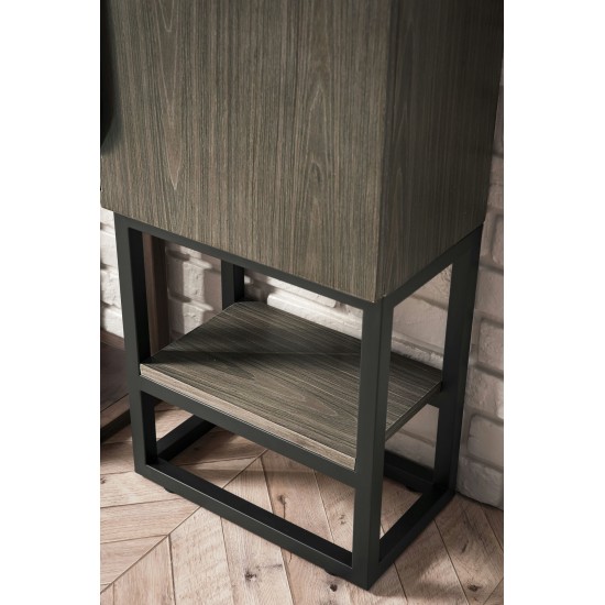 Columbia 16" Single Vanity, Ash Gray, Matte Black, w/ White Glossy Composite Top