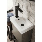 Columbia 16" Single Vanity, Ash Gray, Matte Black, w/ White Glossy Composite Top