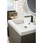 Columbia 24" Single Vanity, Ash Gray, Matte Black w/ White Glossy Composite Top