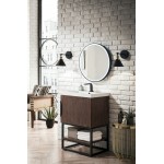 Columbia 24" Single Vanity Coffee Oak Matte Black w/ White Glossy Composite Top