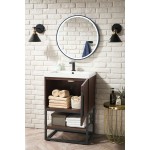 Columbia 24" Single Vanity Coffee Oak Matte Black w/ White Glossy Composite Top
