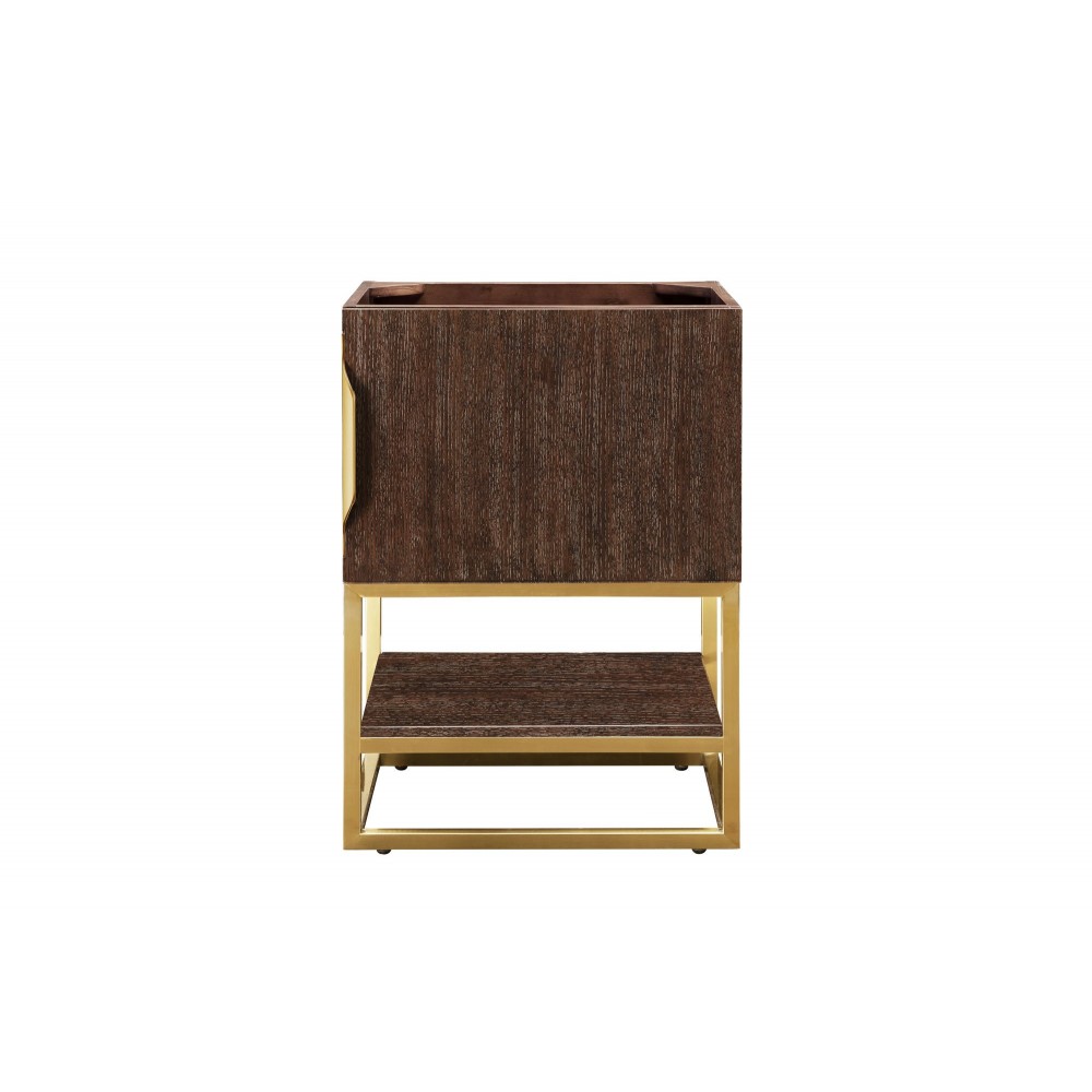 Columbia 24" Single Vanity Cabinet, Coffee Oak, Radiant Gold