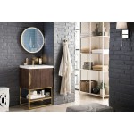 Columbia 24" Single Vanity Coffee Oak Radiant Gold w/ White Glossy Composite Top