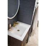 Columbia 24" Single Vanity Coffee Oak Radiant Gold w/ White Glossy Composite Top