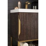 Columbia 24" Single Vanity Coffee Oak Radiant Gold w/ White Glossy Composite Top