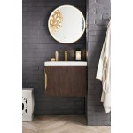 Columbia 24" Single Vanity, Coffee Oak w/ White Glossy Composite Countertop