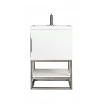 Columbia 24" Single Vanity Glossy White Nickel w/White Glossy Composite Top