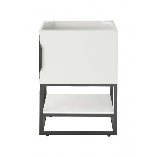 Columbia 24" Single Vanity Cabinet, Glossy White, Matte Black