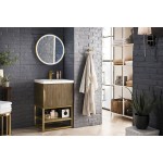 Columbia 24" Single Vanity Latte Oak Radiant Gold w/ White Glossy Composite Top