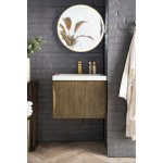 Columbia 24" Single Vanity, Latte Oak w/ White Glossy Composite Countertop