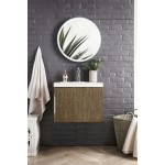 Columbia 24" Single Vanity, Latte Oak w/ White Glossy Composite Countertop