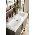 Columbia 31.5" Single Vanity Ash Gray Radiant Gold w/ White Glossy Composite Top