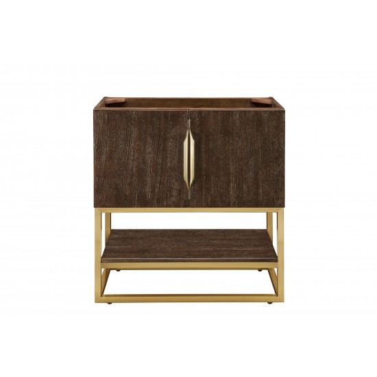 Columbia 31.5" Single Vanity Cabinet, Coffee Oak, Radiant Gold