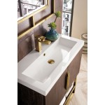 Columbia 31.5" Single Vanity Coffee Oak Radiant Gold w/White Composite Top