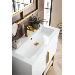 Columbia 31.5" Single Vanity White Radiant Gold w/White Composite Top