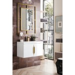 Columbia 31.5" Single Vanity, Glossy White w/ White Glossy Composite Countertop