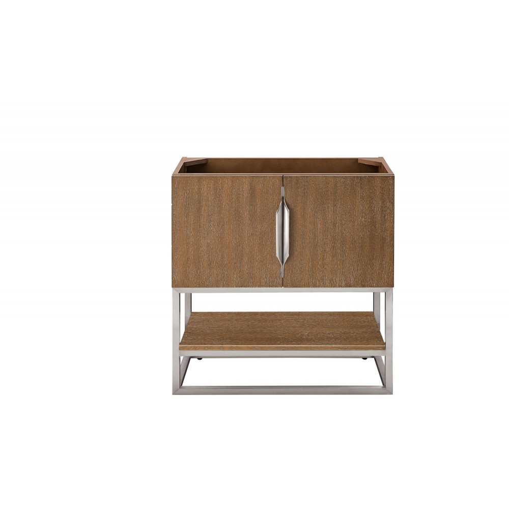 Columbia 31.5" Single Vanity Cabinet, Latte Oak, Brushed Nickel