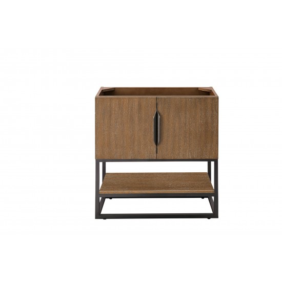 Columbia 31.5" Single Vanity Cabinet, Latte Oak, Matte Black