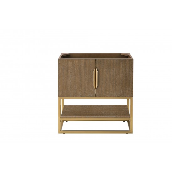Columbia 31.5" Single Vanity Cabinet, Latte Oak, Radiant Gold
