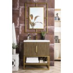 Columbia 31.5" Single Vanity Latte Oak Radiant Gold w/White Glossy Composite Top