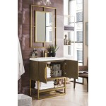 Columbia 31.5" Single Vanity Latte Oak Radiant Gold w/White Glossy Composite Top