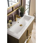 Columbia 31.5" Single Vanity Latte Oak Radiant Gold w/White Glossy Composite Top