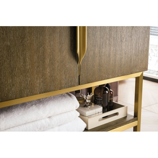 Columbia 31.5" Single Vanity Latte Oak Radiant Gold w/White Glossy Composite Top