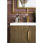 Columbia 31.5" Single Vanity Latte Oak Radiant Gold w/White Glossy Composite Top