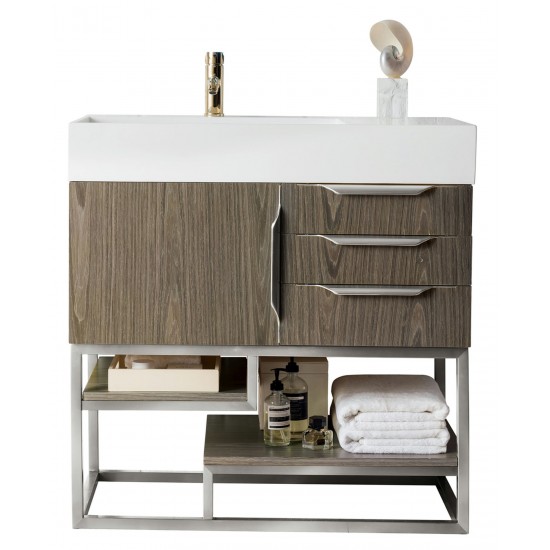 Columbia 36" Single Vanity, Ash Gray