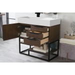 Columbia 36" Single Vanity Coffee Oak Matte Black w/ Glossy White Composite Top