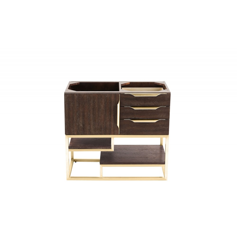 Columbia 36" Single Vanity, Coffee Oak, Radiant Gold Columbia 36" Single Vanity, Coffee Oak, Radiant Gold